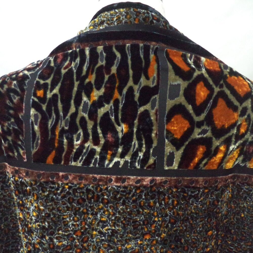 Carole Little Vintage Y2K Velvet burnout Duster Cardigan Cover-Up Shawl Size 14 - Picture 7 of 13